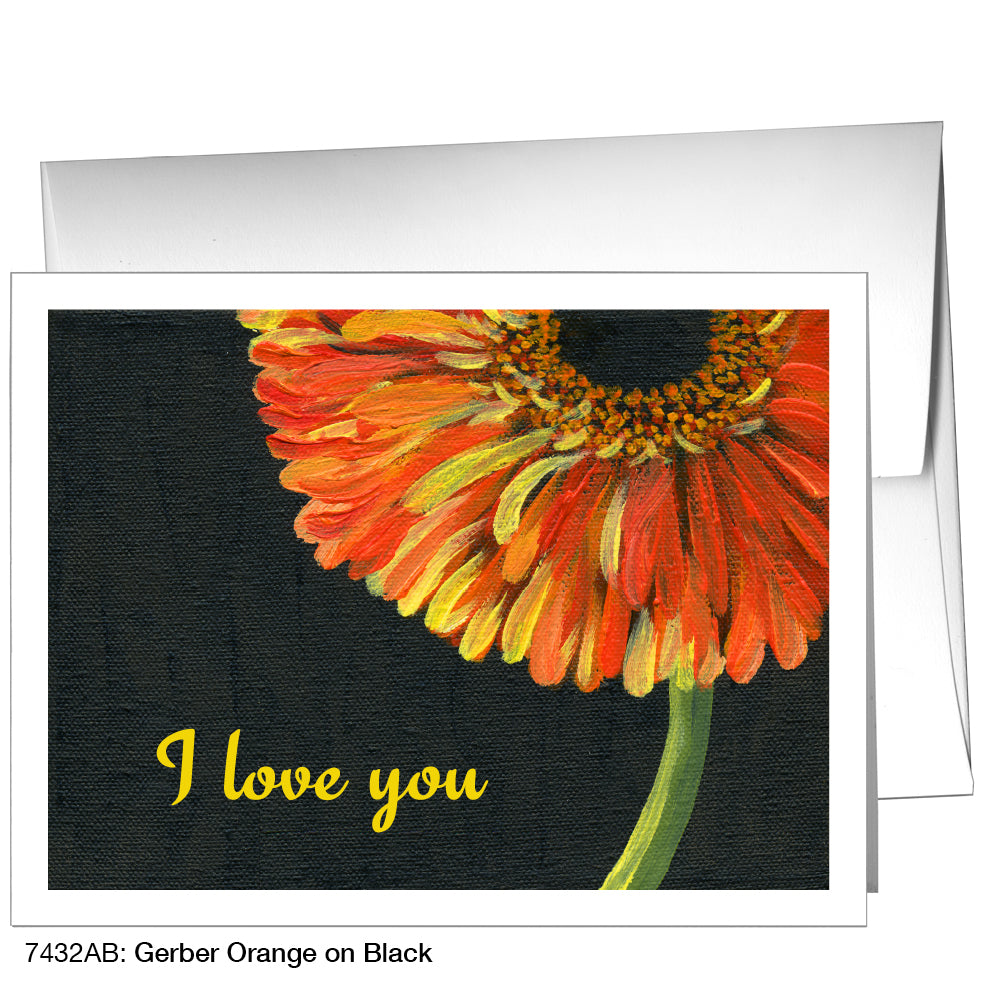 Gerber Orange On Black, Greeting Card (7432AB)