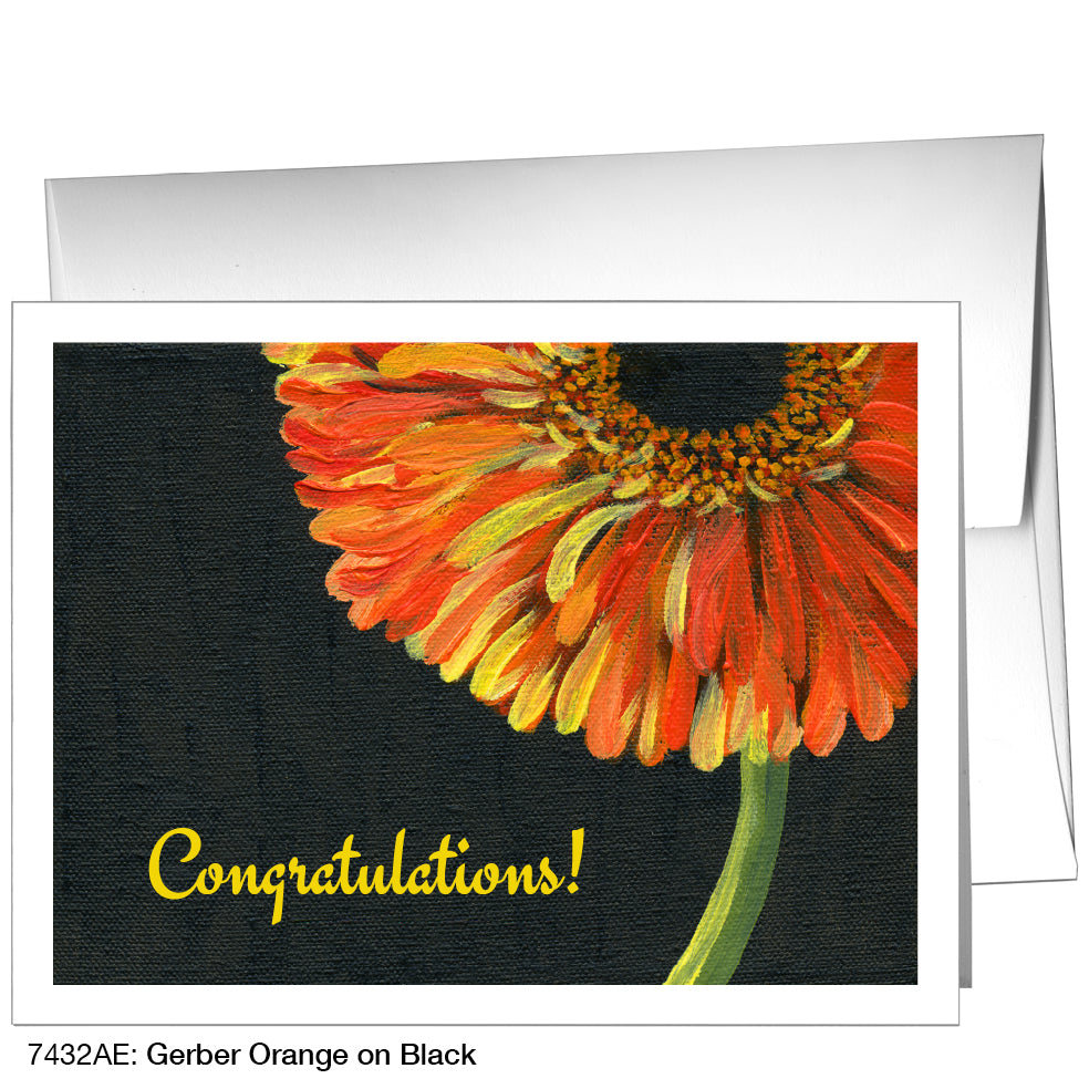 Gerber Orange On Black, Greeting Card (7432AE)