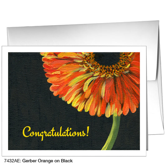 Gerber Orange On Black, Greeting Card (7432AE)