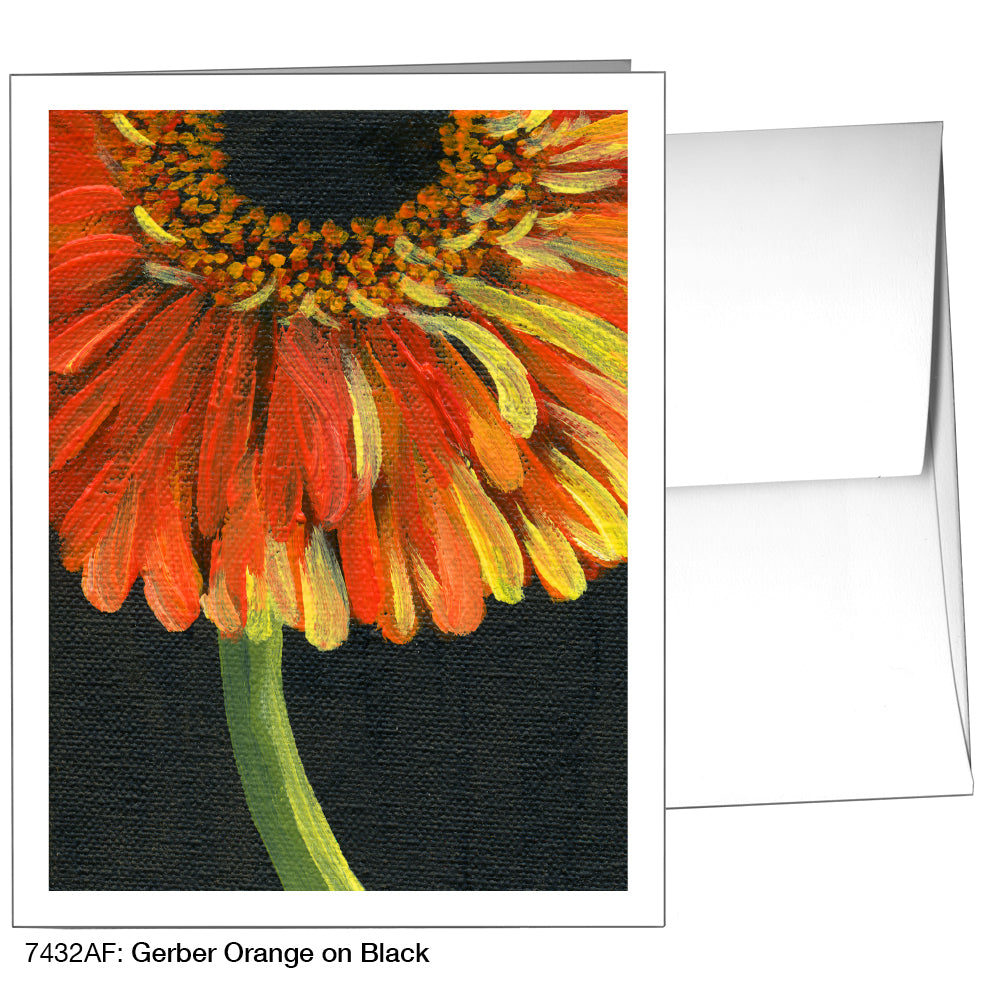 Gerber Orange On Black, Greeting Card (7432AF)