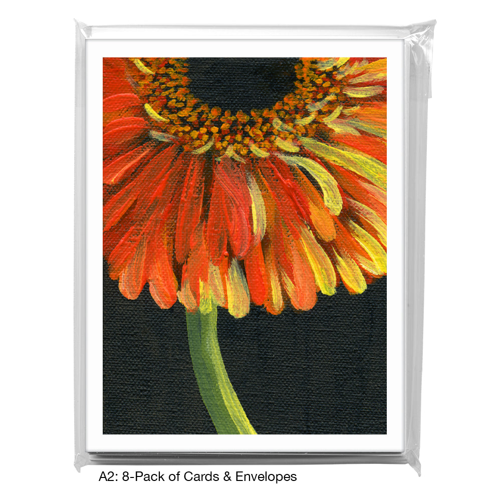 Gerber Orange On Black, Greeting Card (7432AF)