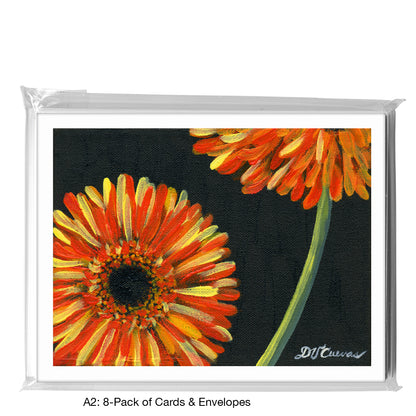 Gerber Orange On Black, Greeting Card (7432B)