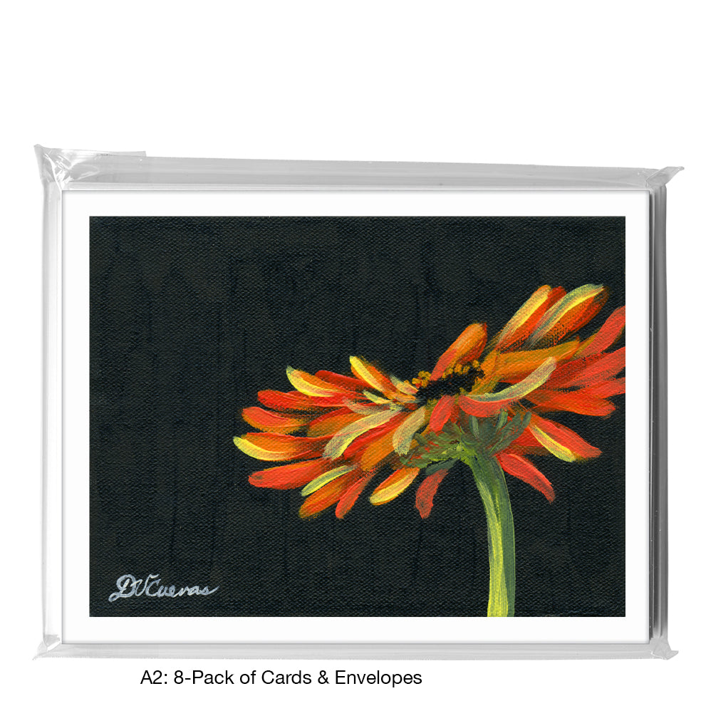 Gerber Orange On Black, Greeting Card (7432C)