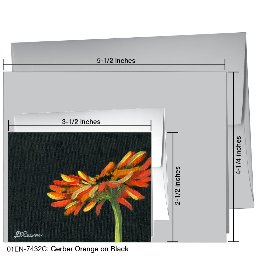 Gerber Orange On Black, Greeting Card (7432C)