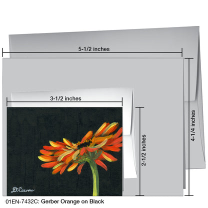 Gerber Orange On Black, Greeting Card (7432C)