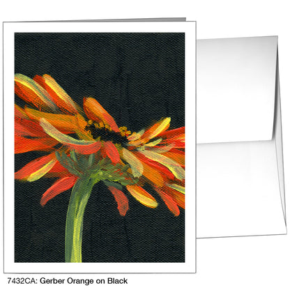 Gerber Orange On Black, Greeting Card (7432CA)