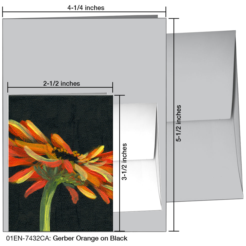 Gerber Orange On Black, Greeting Card (7432CA)