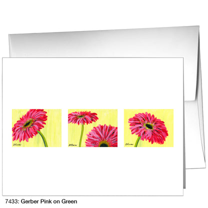 Gerber Pink On Green, Greeting Card (7433)