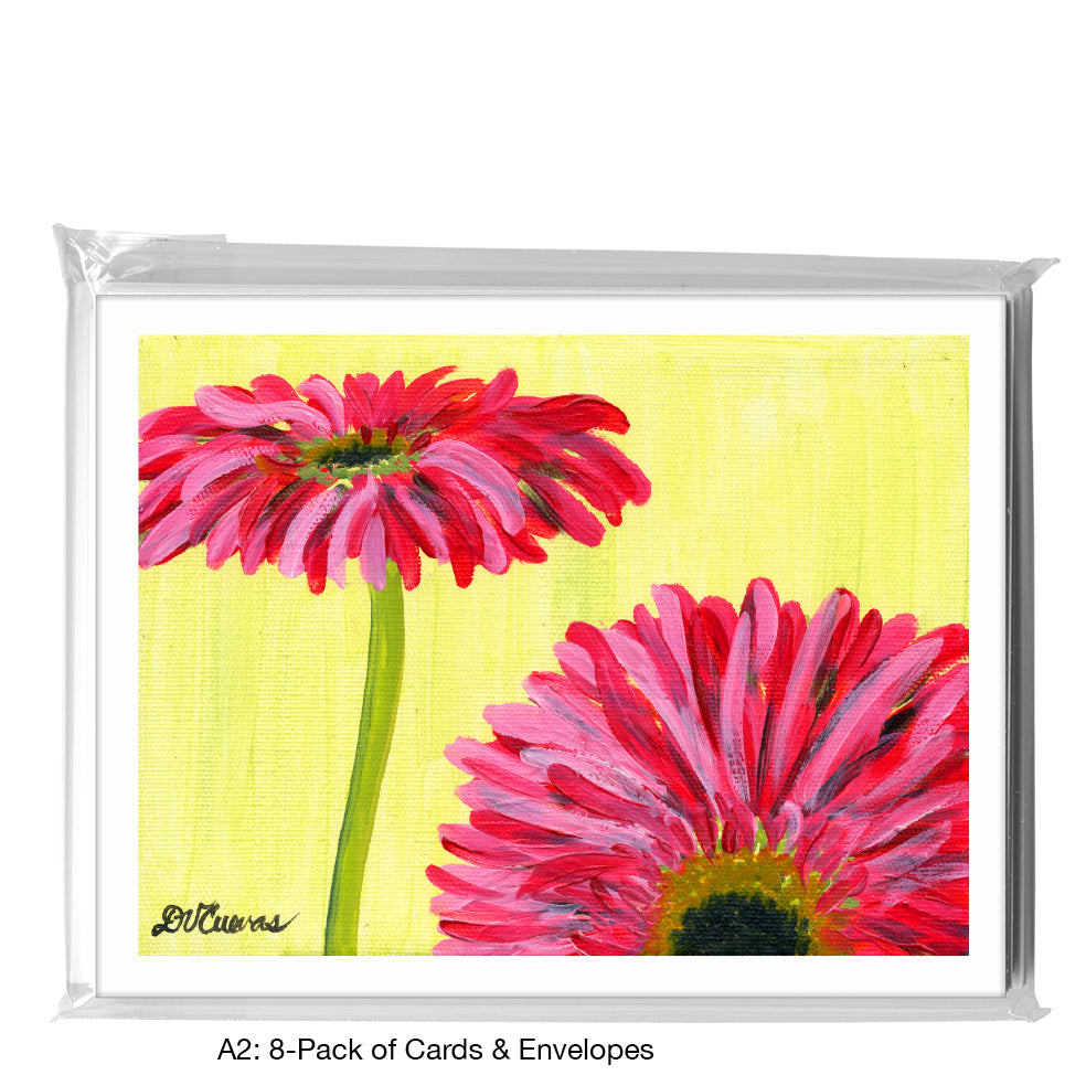 Gerber Pink On Green, Greeting Card (7433B)