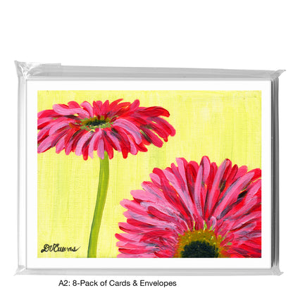 Gerber Pink On Green, Greeting Card (7433B)