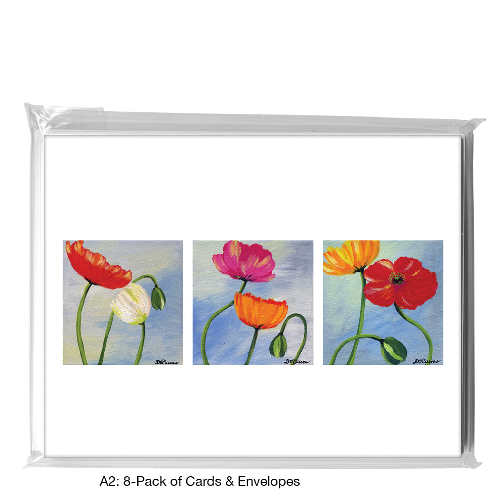 Poppy On Light Blue, Greeting Card (7493D)