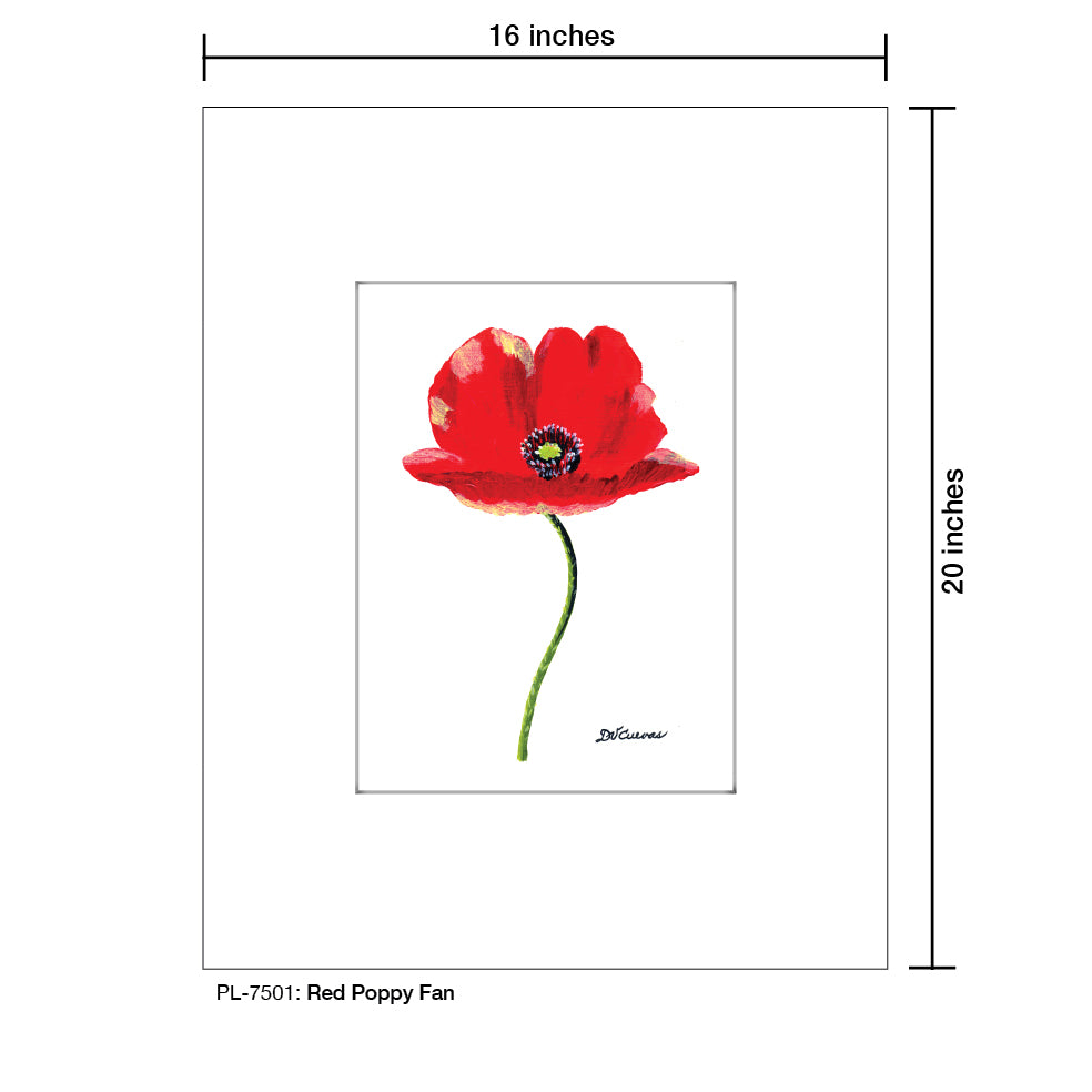 Red Poppy Fan, Print (#7501)