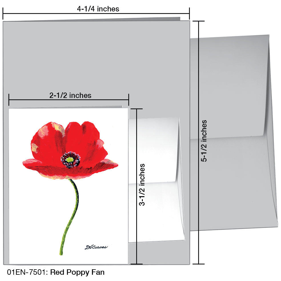 Red Poppy Fan, Greeting Card (7501)