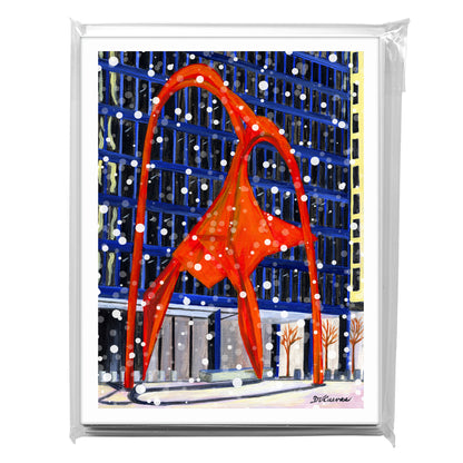 Calder Flamingo Sculpture, Chicago, Greeting Card (7524B)