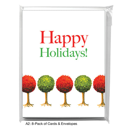 Trees Red & Green, Greeting Card (7547D)