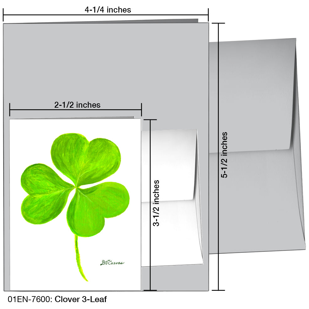 Clover 3-Leaf, Greeting Card (7600)