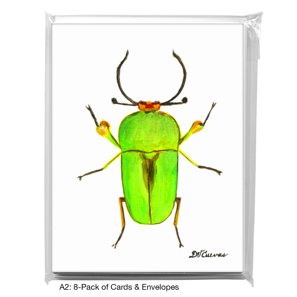 Green Beetle, Greeting Card (7643)