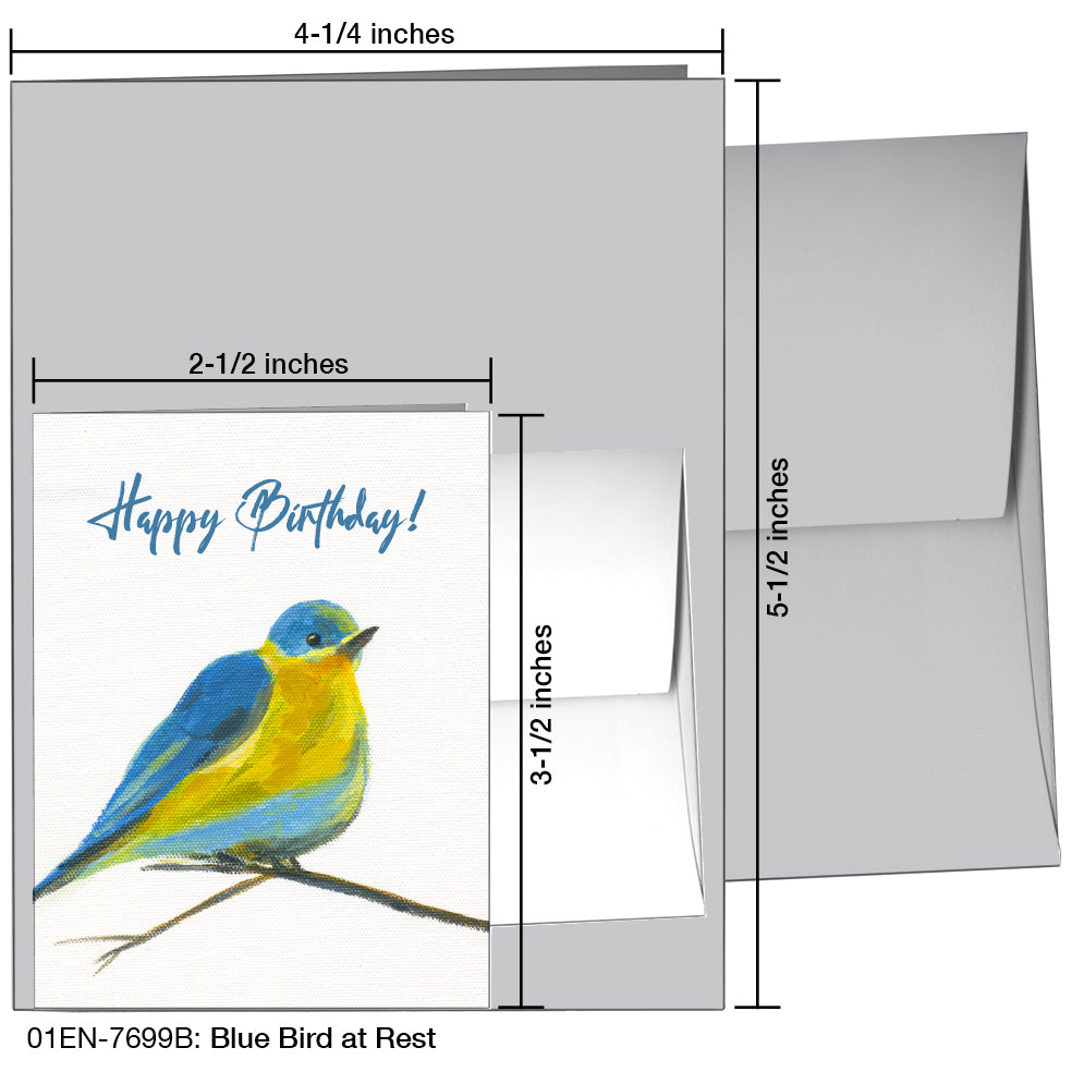 Blue Bird At Rest, Greeting Card (7699B)