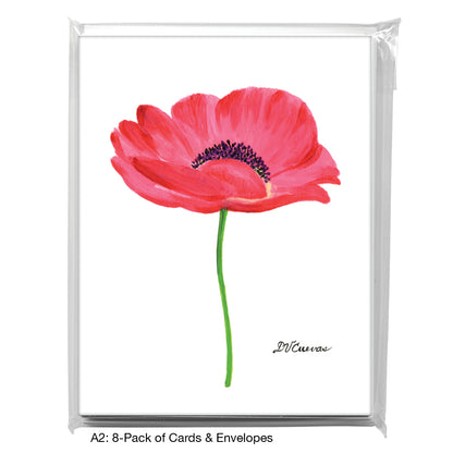 Poppy Pink Flower, Greeting Card (7777)