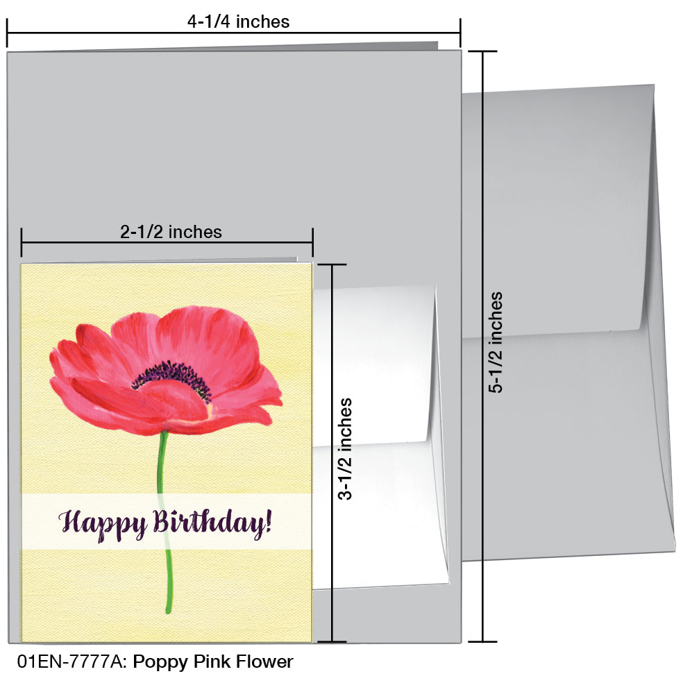 Poppy Pink Flower, Greeting Card (7777A)