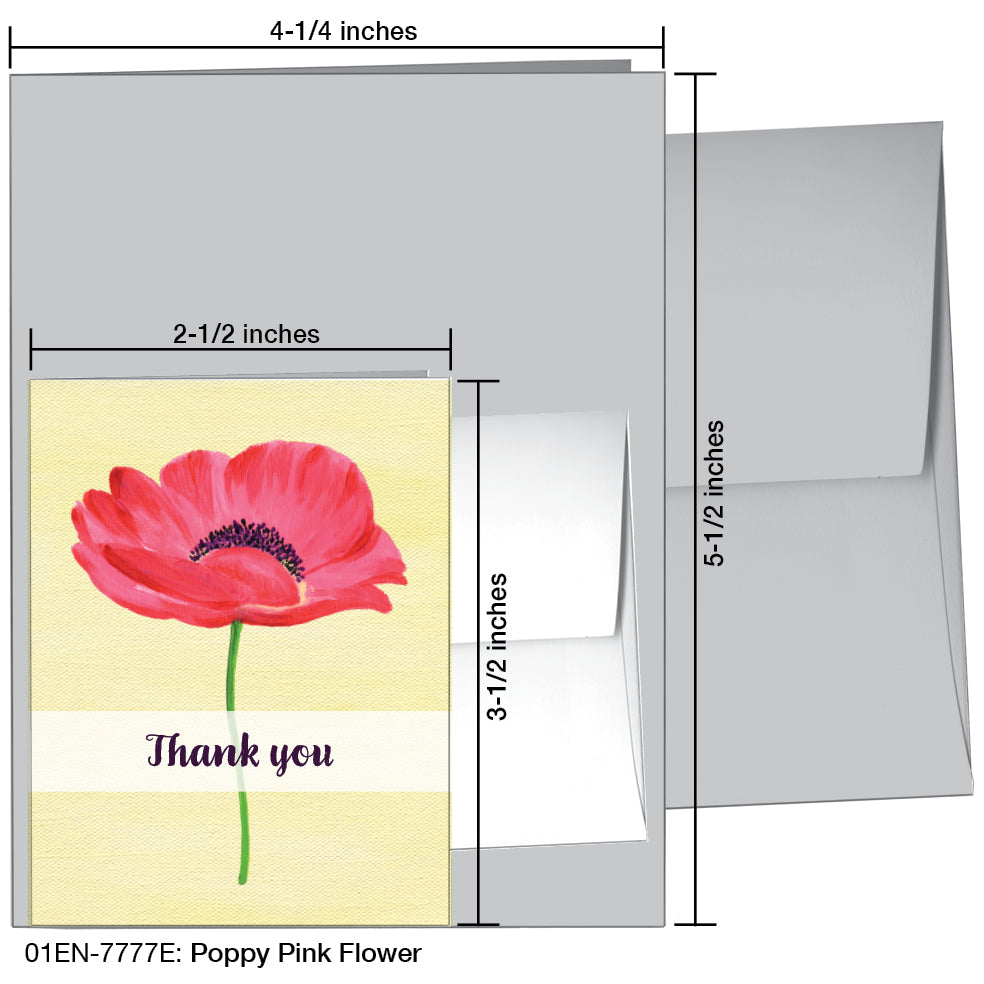 Poppy Pink Flower, Greeting Card (7777E)