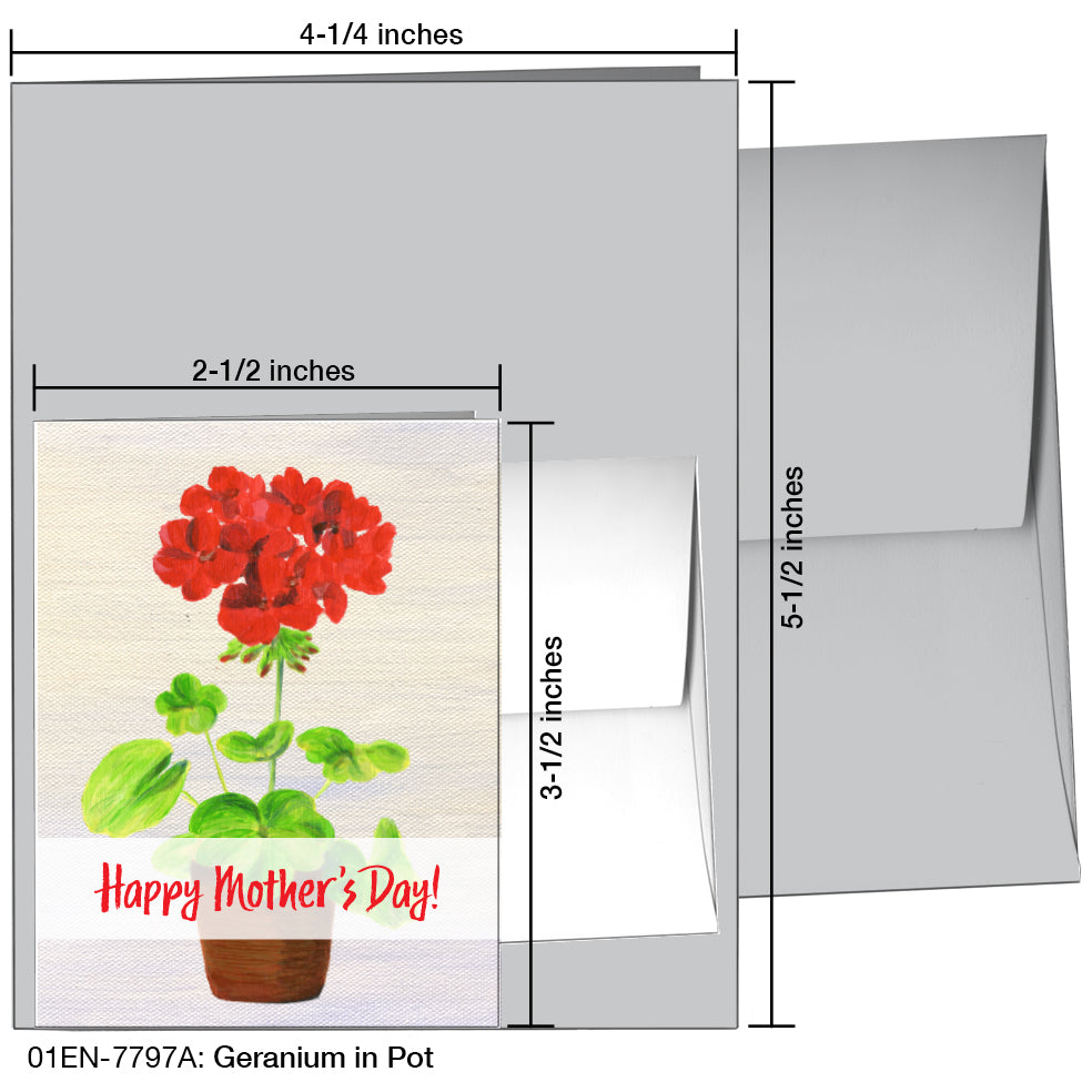 Geranium In Pot, Greeting Card (7797A)