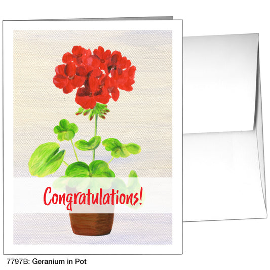 Geranium In Pot, Greeting Card (7797B)