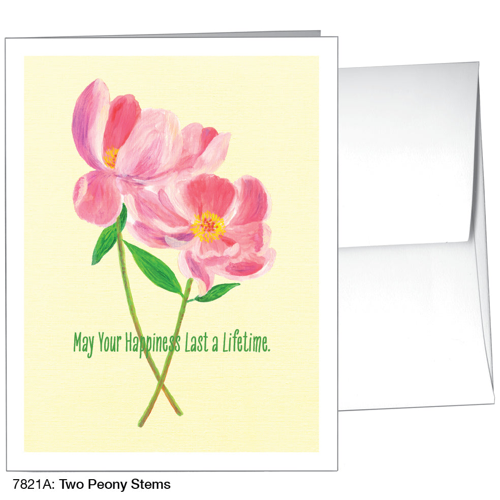 Two Peony Stems, Greeting Card (7821A)