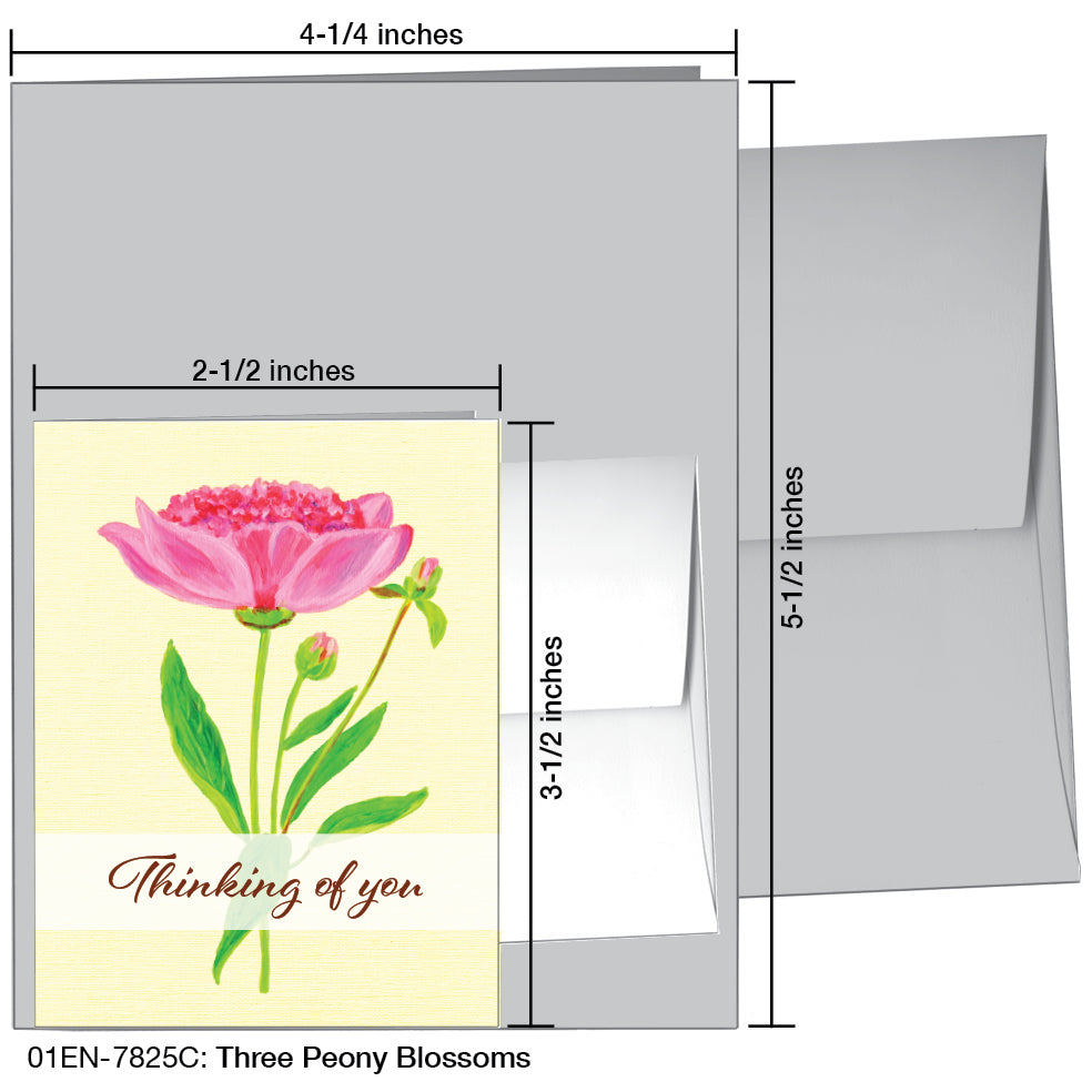 Three Peony Blossoms, Greeting Card (7825C)