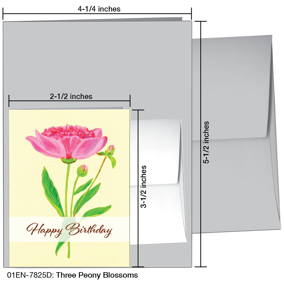 Three Peony Blossoms, Greeting Card (7825D)