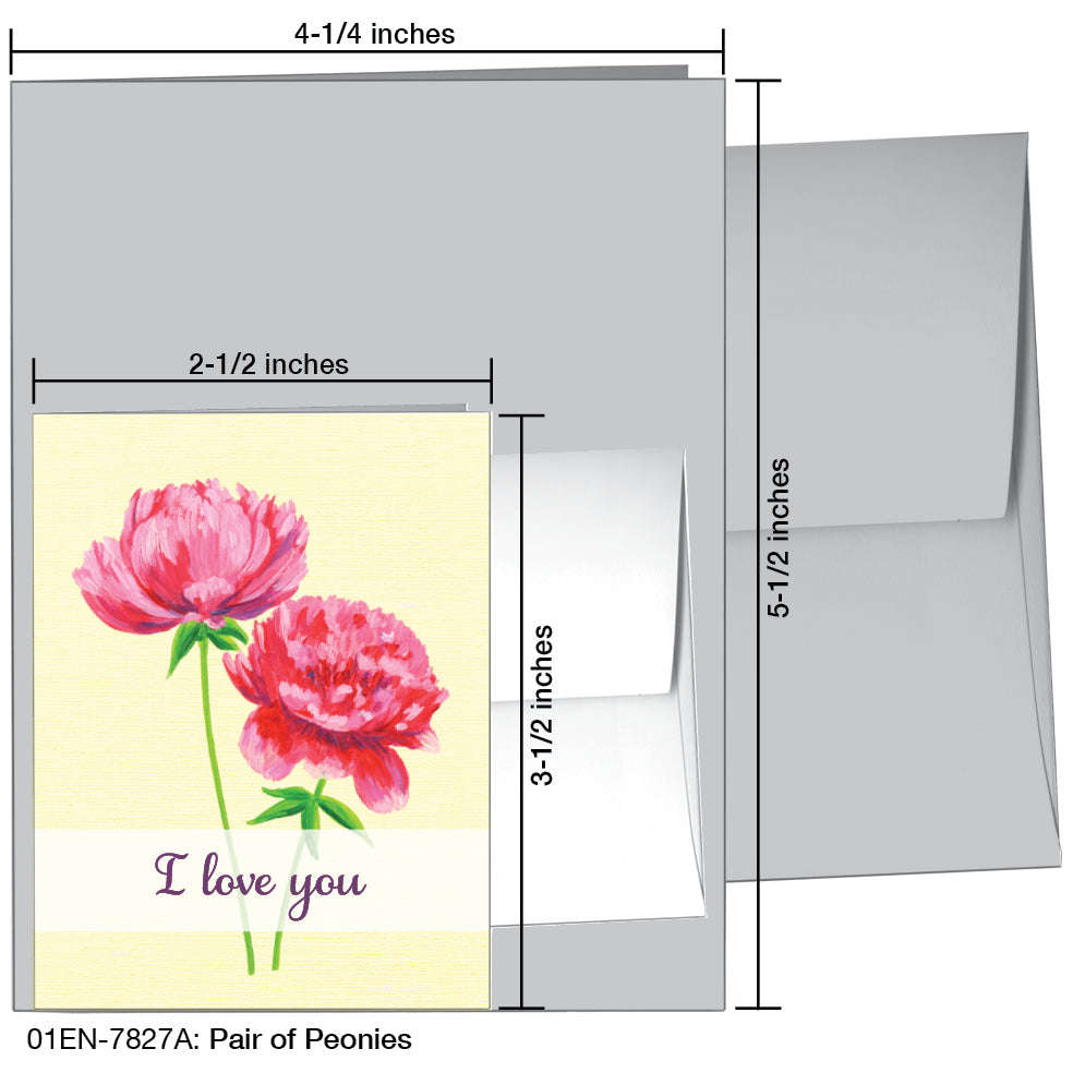 Pair Of Peonies, Greeting Card (7827A)