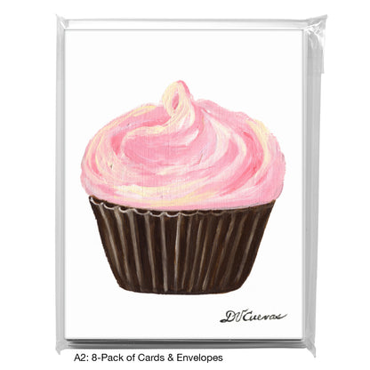 Frosted Pink Cupcake, Greeting Card (7893)