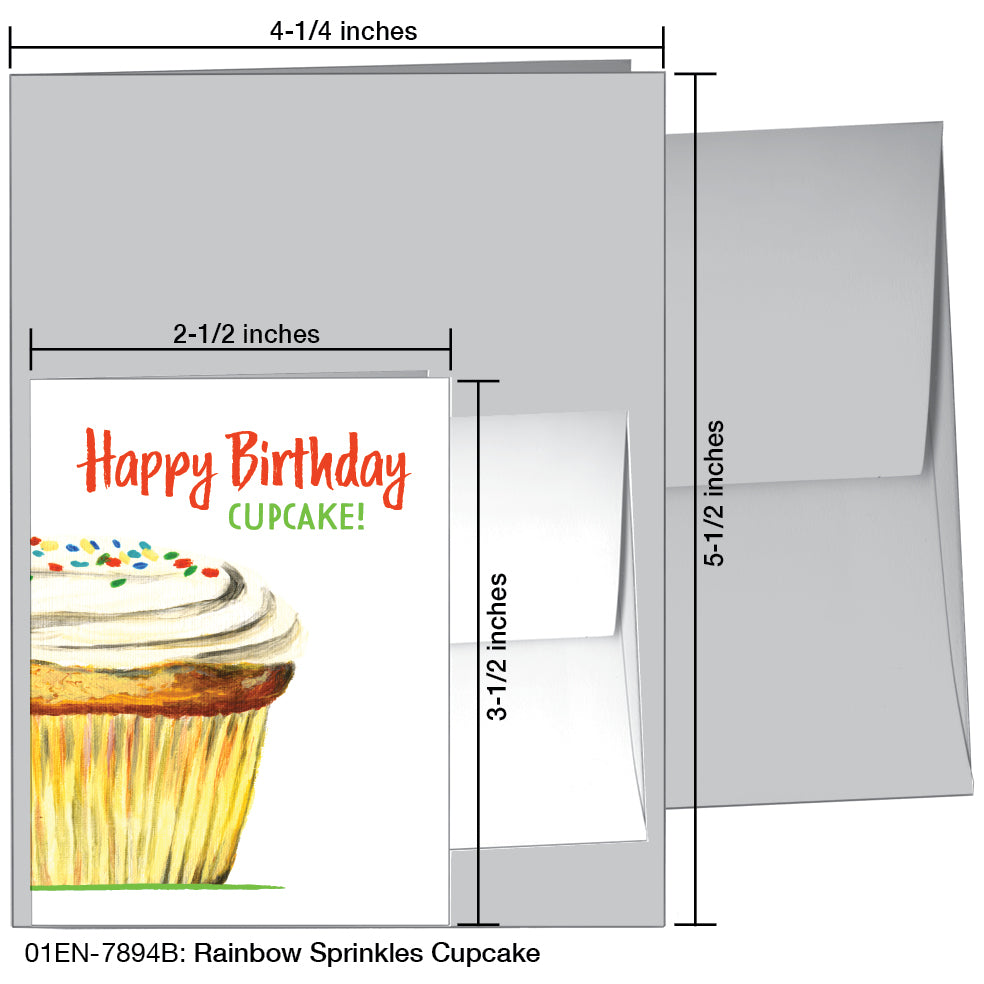 Rainbow Sprinkles Cupcake, Greeting Card (7894B)