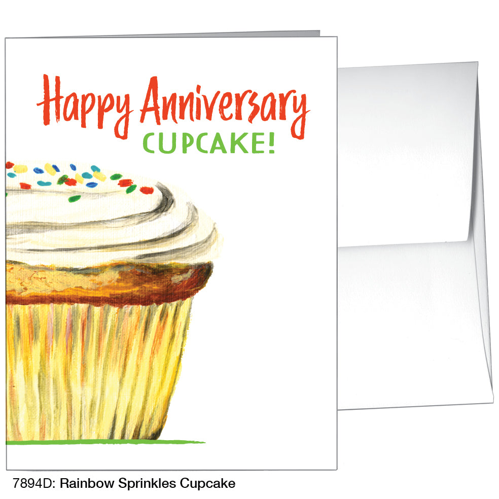 Rainbow Sprinkles Cupcake, Greeting Card (7894D)