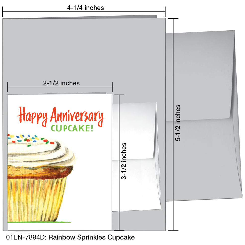 Rainbow Sprinkles Cupcake, Greeting Card (7894D)