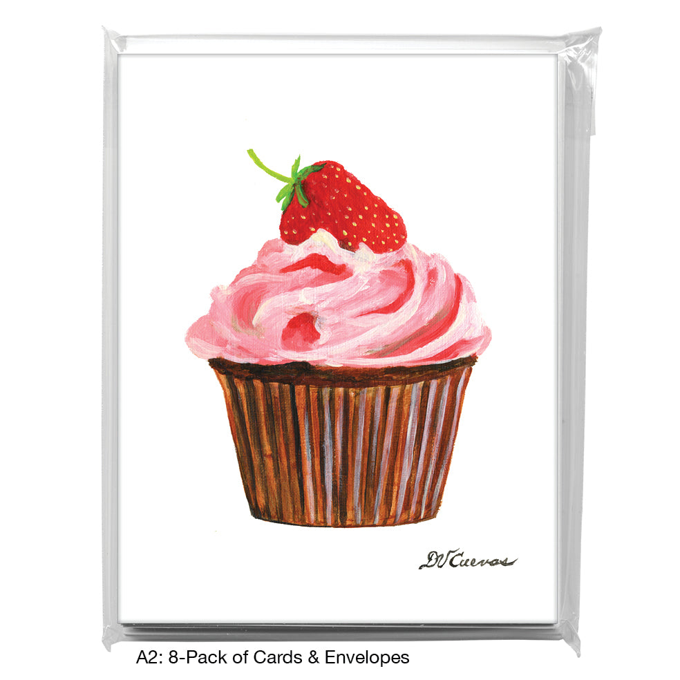 Strawberry Topped Cupcake, Greeting Card (7895)