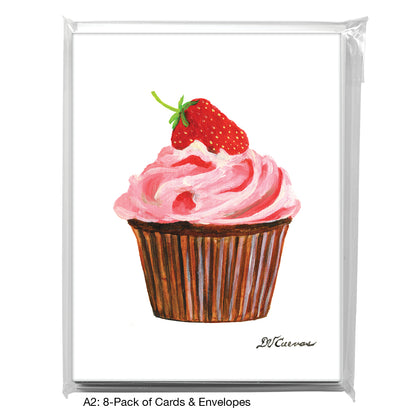 Strawberry Topped Cupcake, Greeting Card (7895)