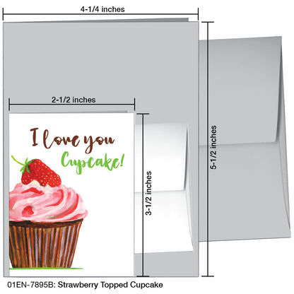 Strawberry Topped Cupcake, Greeting Card (7895B)