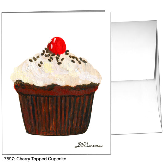 Cherry Topped Cupcake, Greeting Card (7897)