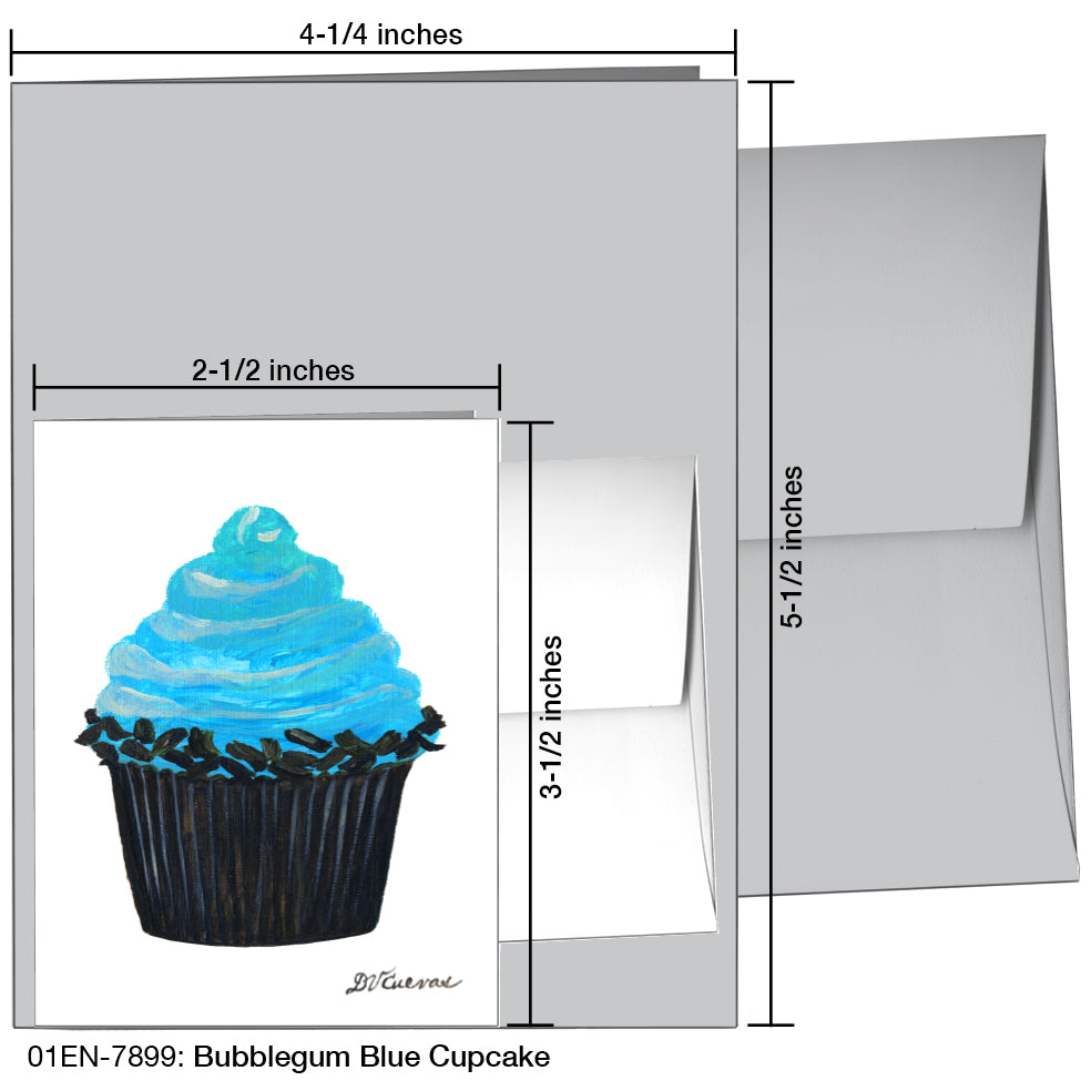 Bubblegum Blue Cupcake, Greeting Card (7899)