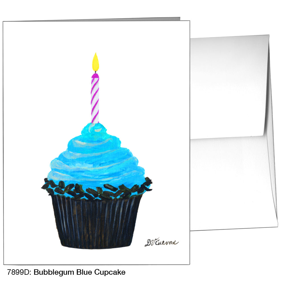 Bubblegum Blue Cupcake, Greeting Card (7899D)