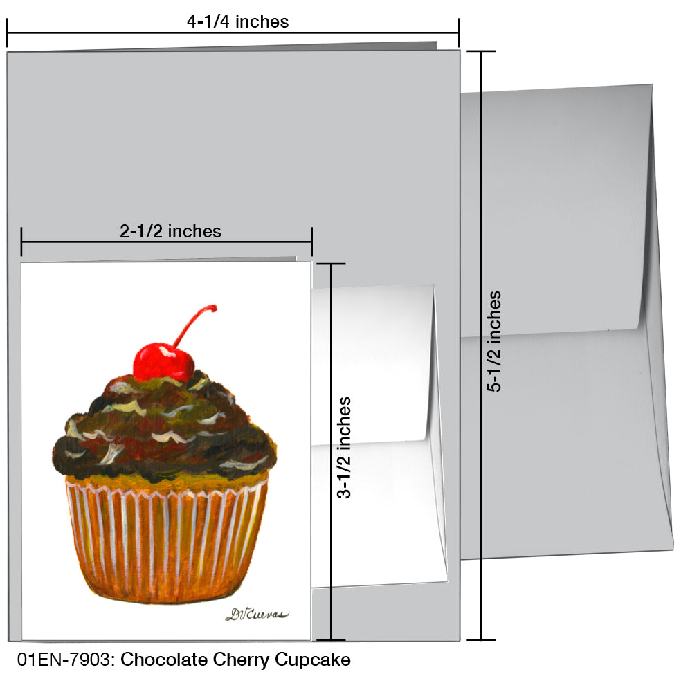 Chocolate Cherry Cupcake, Greeting Card (7903)