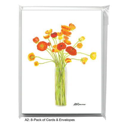 Ranunculus In Vase, Greeting Card (7923)