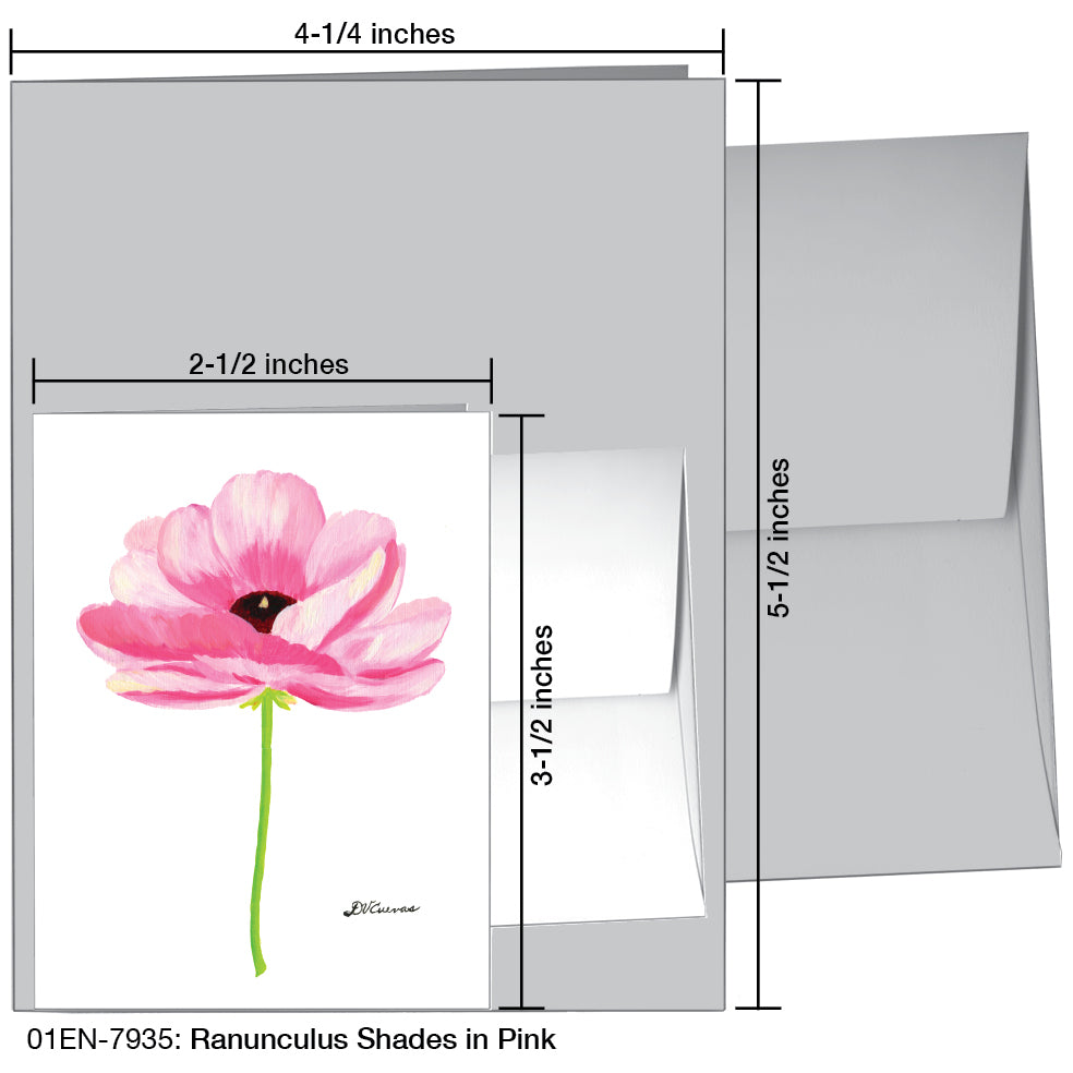 Ranunculus Shades In Pink, Greeting Card (7935)