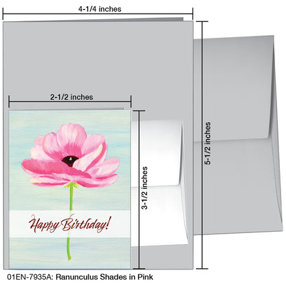 Ranunculus Shades In Pink, Greeting Card (7935A)