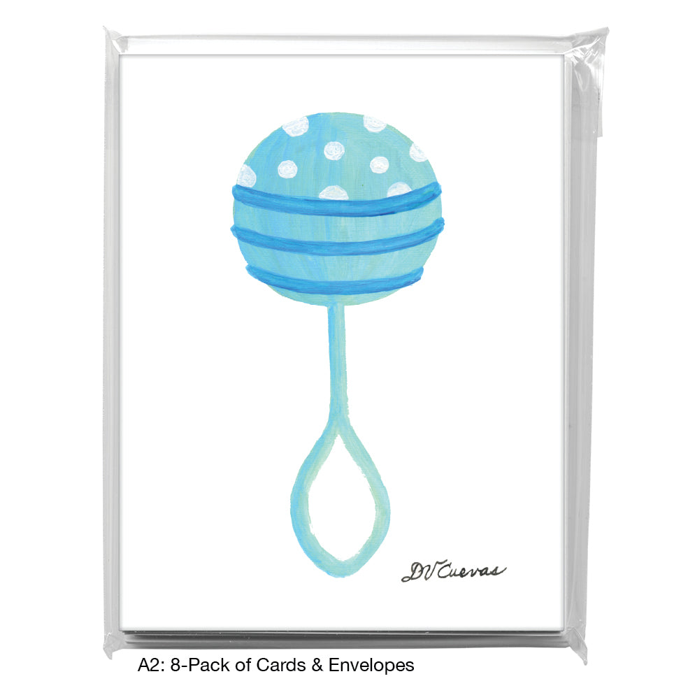 Rattle Polka Dot - Blue, Greeting Card (7943)