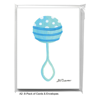 Rattle Polka Dot - Blue, Greeting Card (7943)