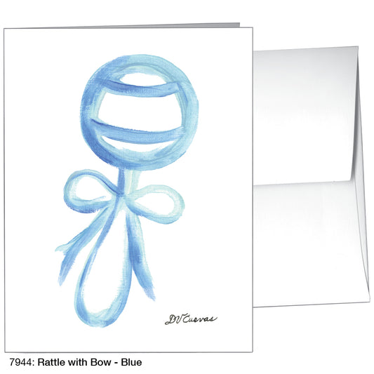 Rattle With Bow - Blue, Greeting Card (7944)