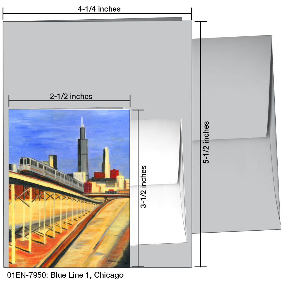 Blue Line 1, Chicago, Greeting Card (7950)