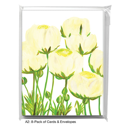 White Ranunculus Stems, Greeting Card (7970B)